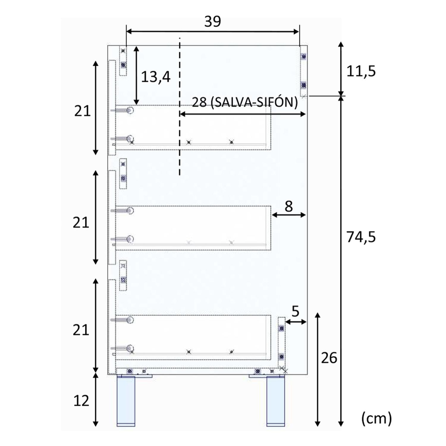 Mueble baño devin 3c 100cm color alaska con espejo, sin lavabo