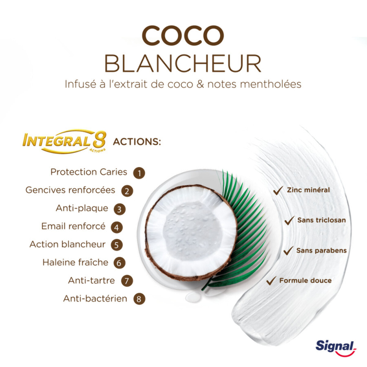 SIGNAL Integral 8 Dentifrice Nature Elements Coco Blancheur 75ml