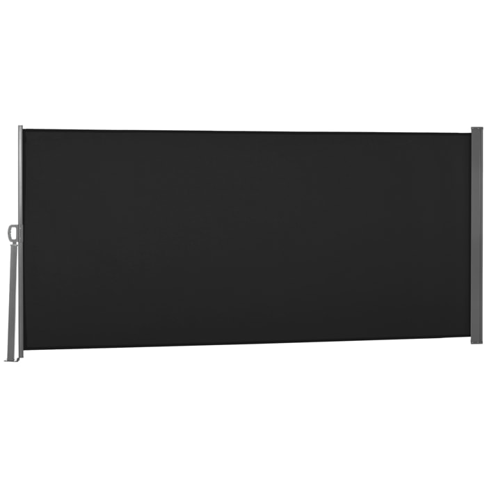 Store latéral brise-vue paravent rétractable dim. 3L x 1,6H m métal polyester imperméable anti-UV haute densité 180g/m² noir