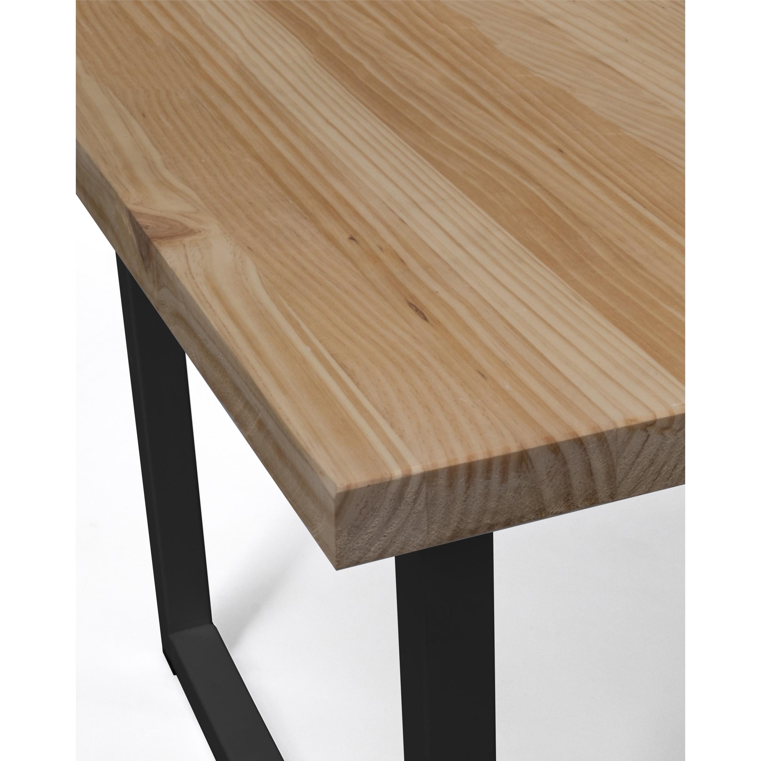 Mesa de centro de madera maciza acabado roble oscuro con patas de hierro negras de 40x100cm Alto: 40 Largo: 100 Ancho: 60