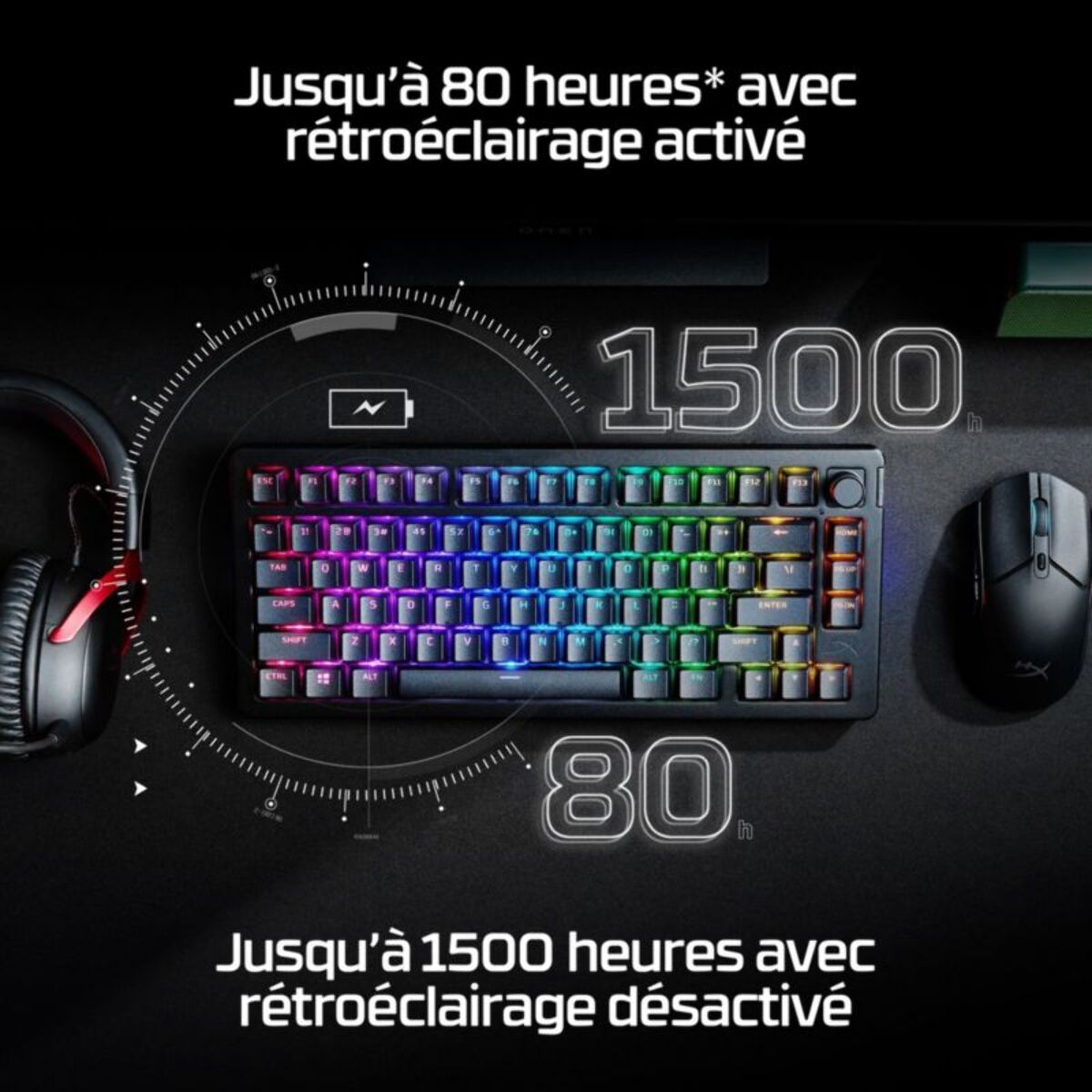 Clavier gamer sans fil HYPERX Alloy Rise Wireless 75