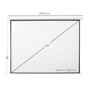 Pantalla de Proyector Eléctrica 120 Pulgadas Pantalla de Proyección Portátil Formato 4:3 con Mando a Distancia Tela de Proyección para Interior y Exterior 244x183 cm Blanco