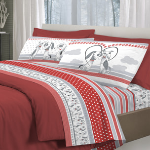 Completo letto baubau rosso 100% cotone