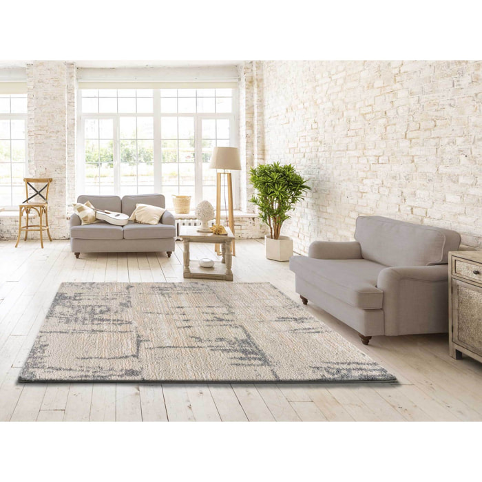 ENYA Alfombra Ã©tnica con relieve tipo shaggy plata, varias medidas disponibles.