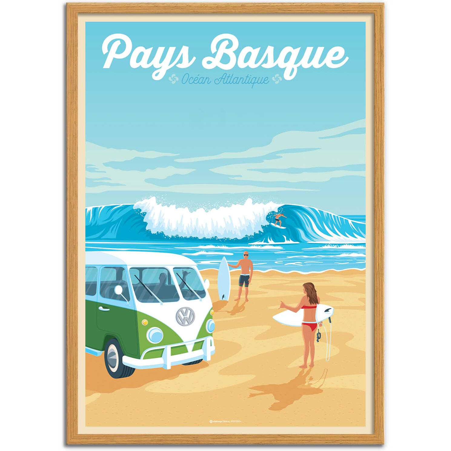 Affiche - Pays Basque Van Surf - Olahoop Travel Posters