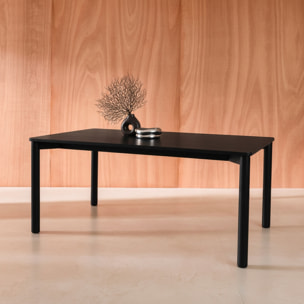 Table à manger rectangulaire bois d'hévéa et placage chêne 6 places SOLENE