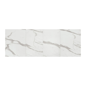 Tavolino CAMOGLI in legno, finitura bianco statuario e base in metallo nero trasformabile, 120x80 cm - 220x80 cm