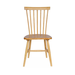 Lot de 4 chaises naturelles à barreaux en bois d'hévéa. ROMIE. L 50.8 x P 44.2 x H 90cm