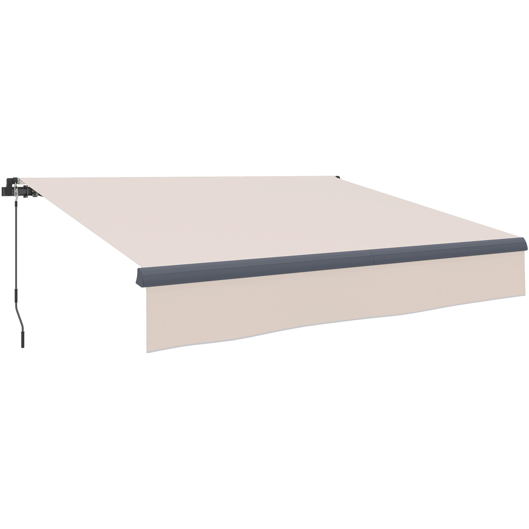 Toldo Manual Retráctil 3x2 m Toldo Exterior Terraza Enrollable Ajustable con Manivela Protección UV50+ Estructura de Aluminio y Metal para Balcón Jardín Crema