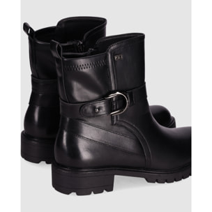 Botines de Piel Sintética - Negro - Tacón: Bajo