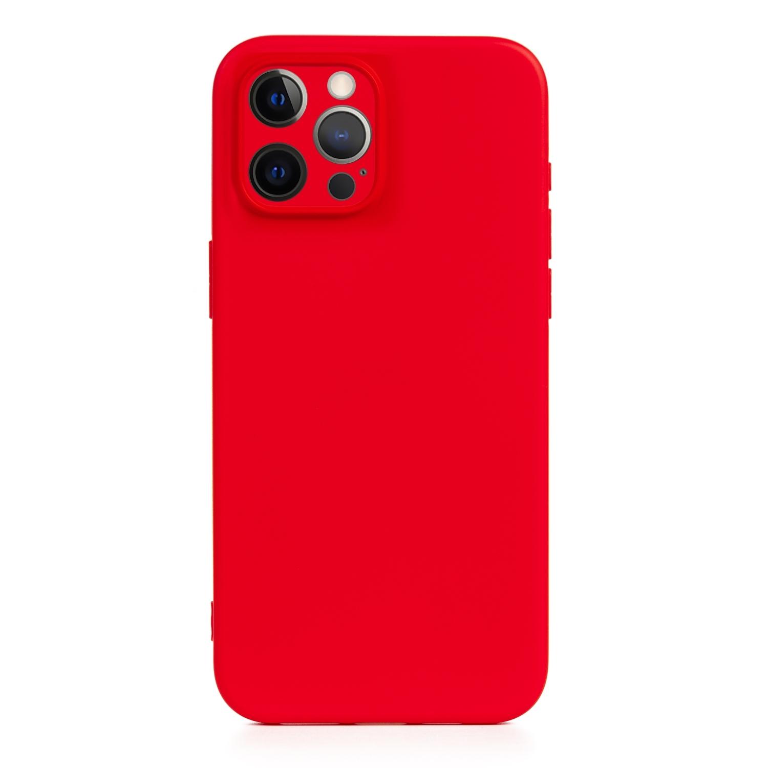 DAM Custodia Essential in silicone con protezione per fotocamera per iPhone 12 Pro Max. Interno in morbido velluto. 8,09x1,02x16,36 centimetri. colore rosso