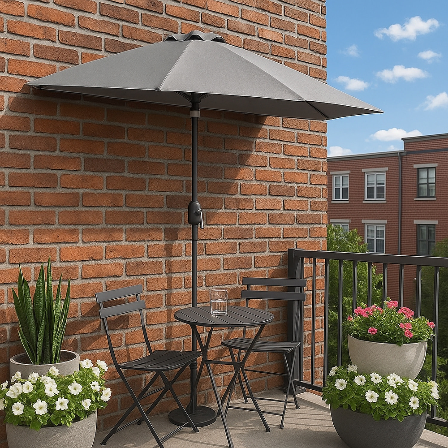 Demi parasol de balcon gris SYRACUSE