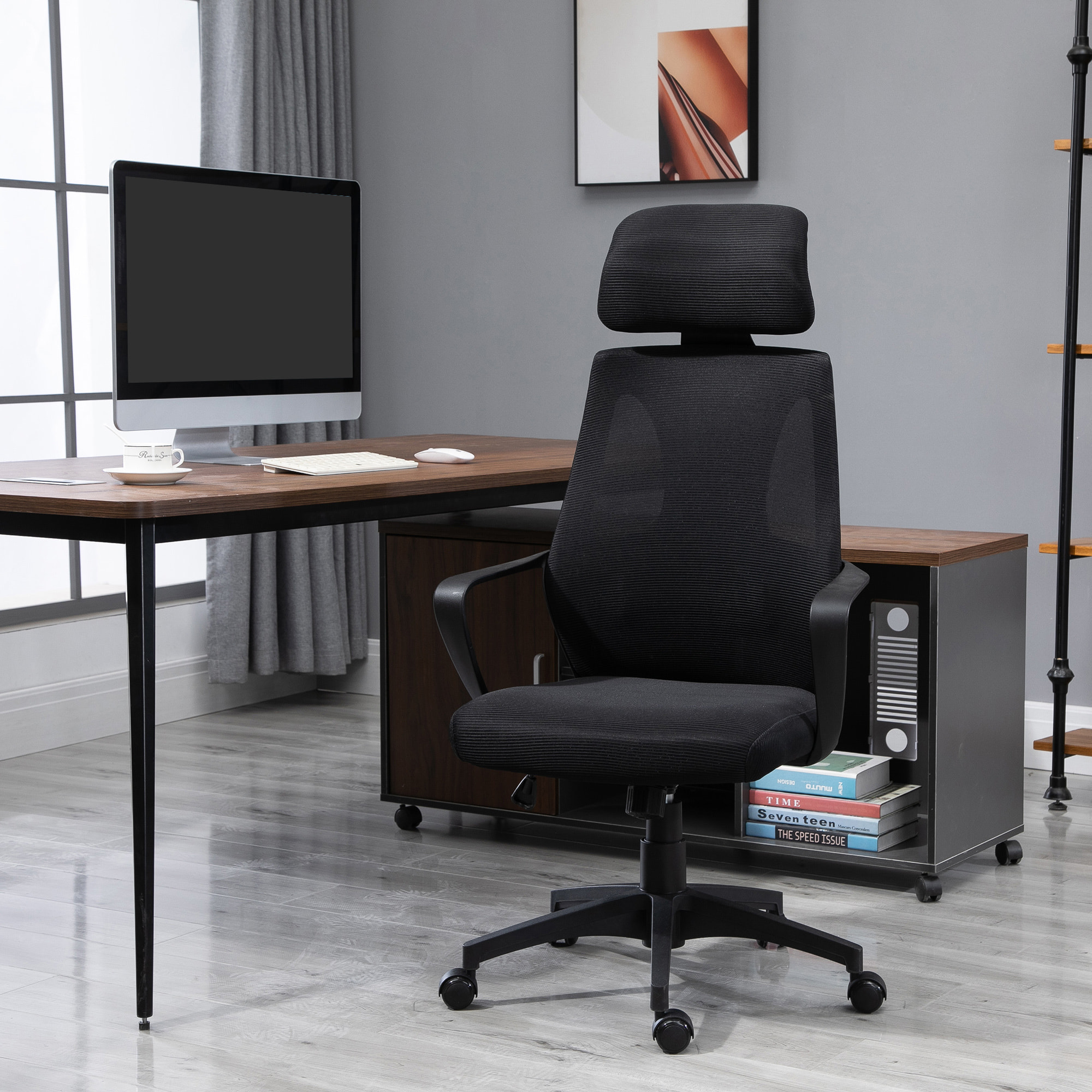 Chaise de bureau ergonomique soutien lombaire tétière réglable