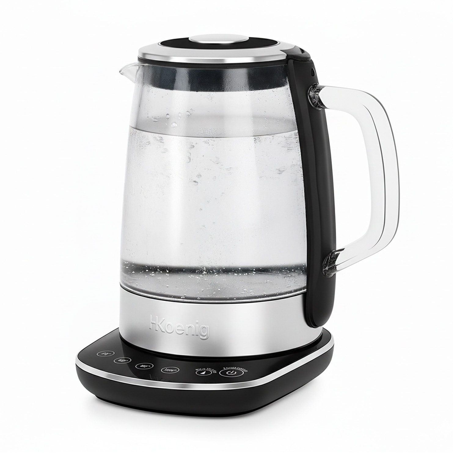 Hervidor eléctrico de vidrio, 1,5 L, regulable 70–100 °C, base giratoria 360°