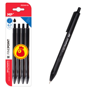 Set 4 BOLÍGRAFOS TINTA ACEITE 0.7 mmNEGRO