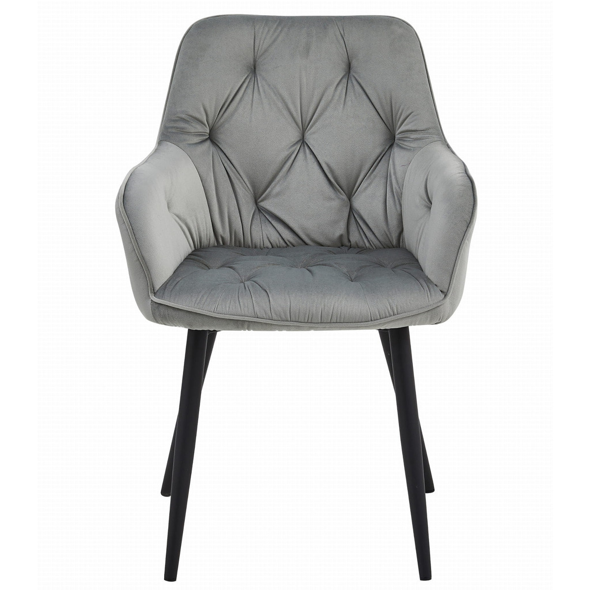 Set di 2 sedie Jork in velluto grigio argento con gambe nere