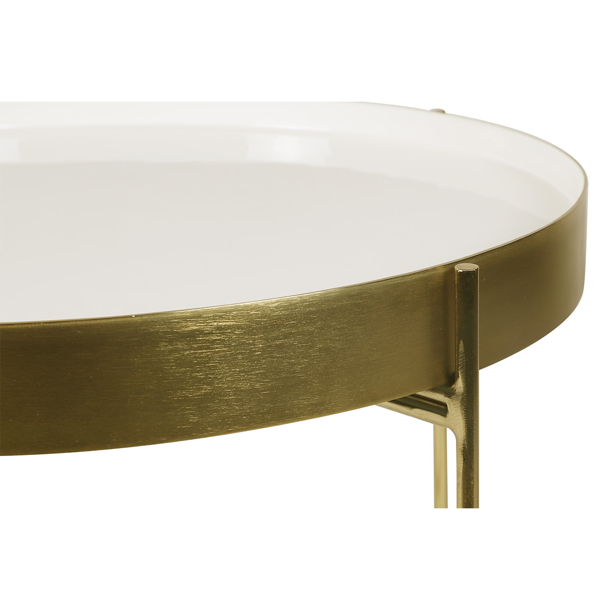 Table d'appoint avec plateau réversible bleu canard / blanc D51 cm SATEEN