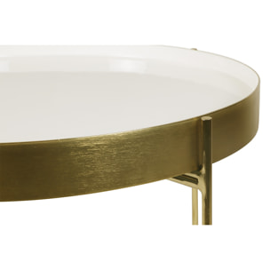 Table d'appoint avec plateau réversible bleu canard / blanc D51 cm SATEEN