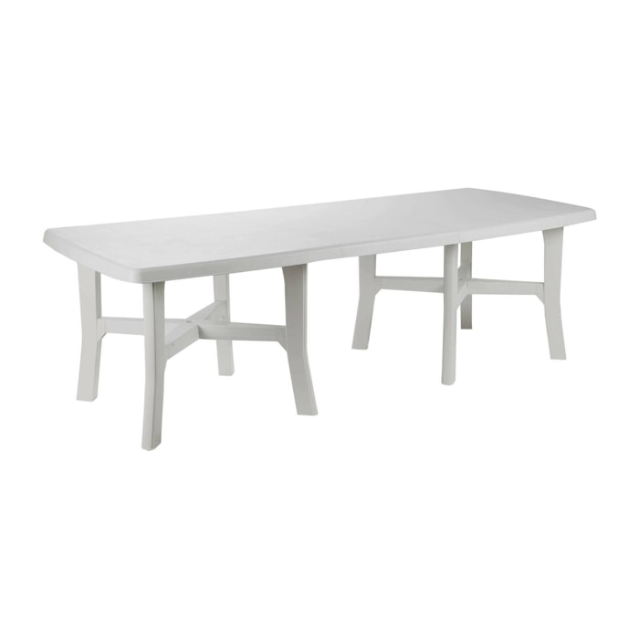 Tavolo da esterno Adonas, Ripiano allungabile da pranzo, Tavolo rettangolare da giardino multiuso, 100% Made in Italy, 160x100h72 cm, Bianco
