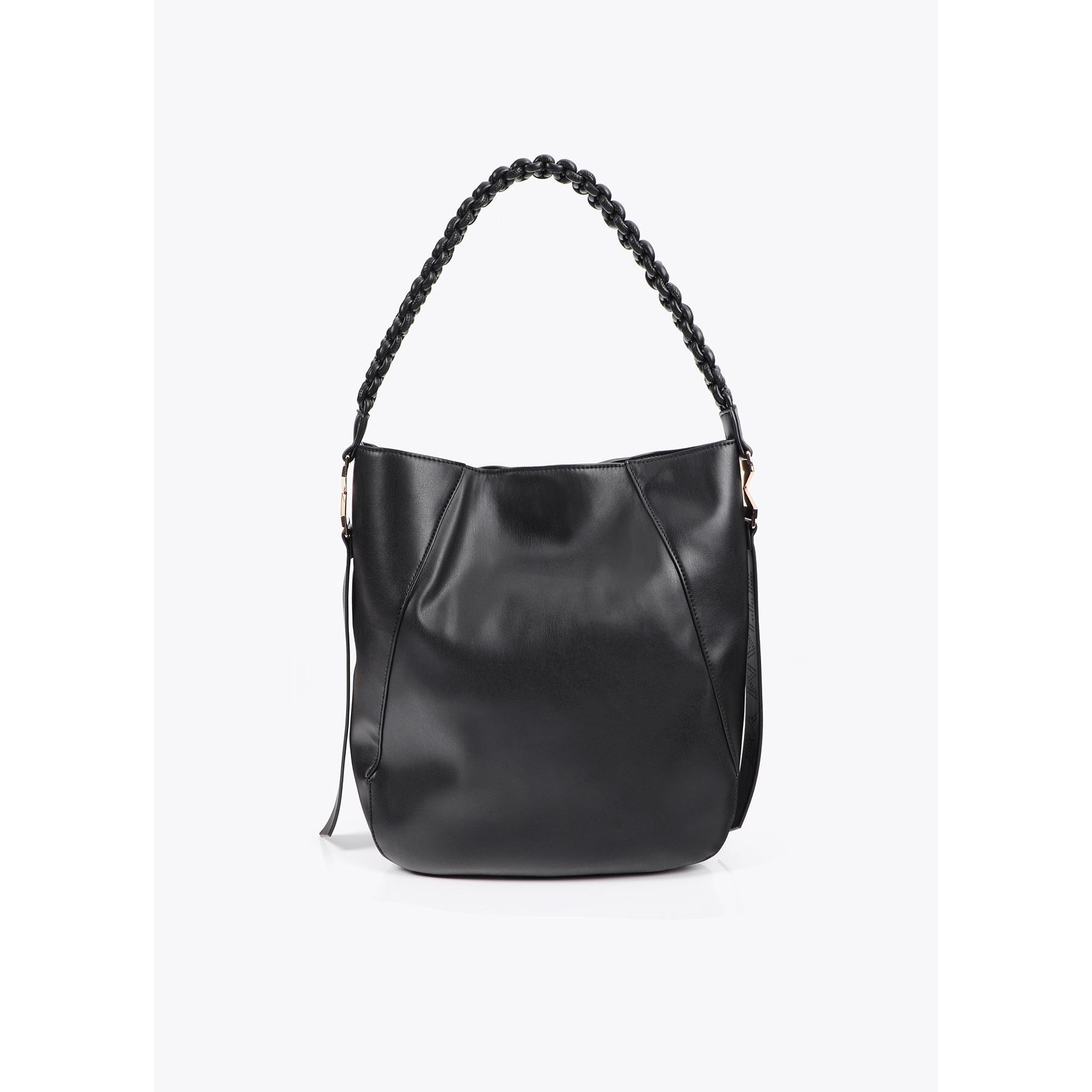 Shopper con Manico Intrecciato Effetto Pelle