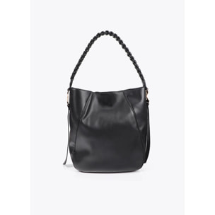 Shopper con Manico Intrecciato Effetto Pelle