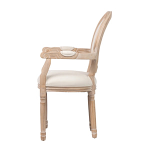 Silla Brazos Lino Beige Patas Roble 55x53x96 Cm