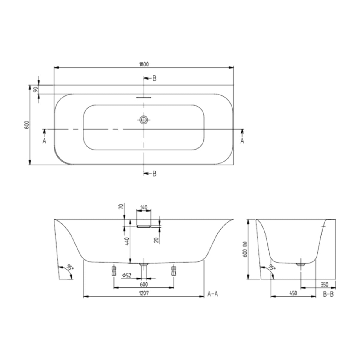 Baignoire semi-îlot d'angle VILLEROY & BOCH Loop & Friends version droite