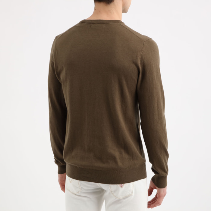 GUESS - Pull Brody - logo - marron