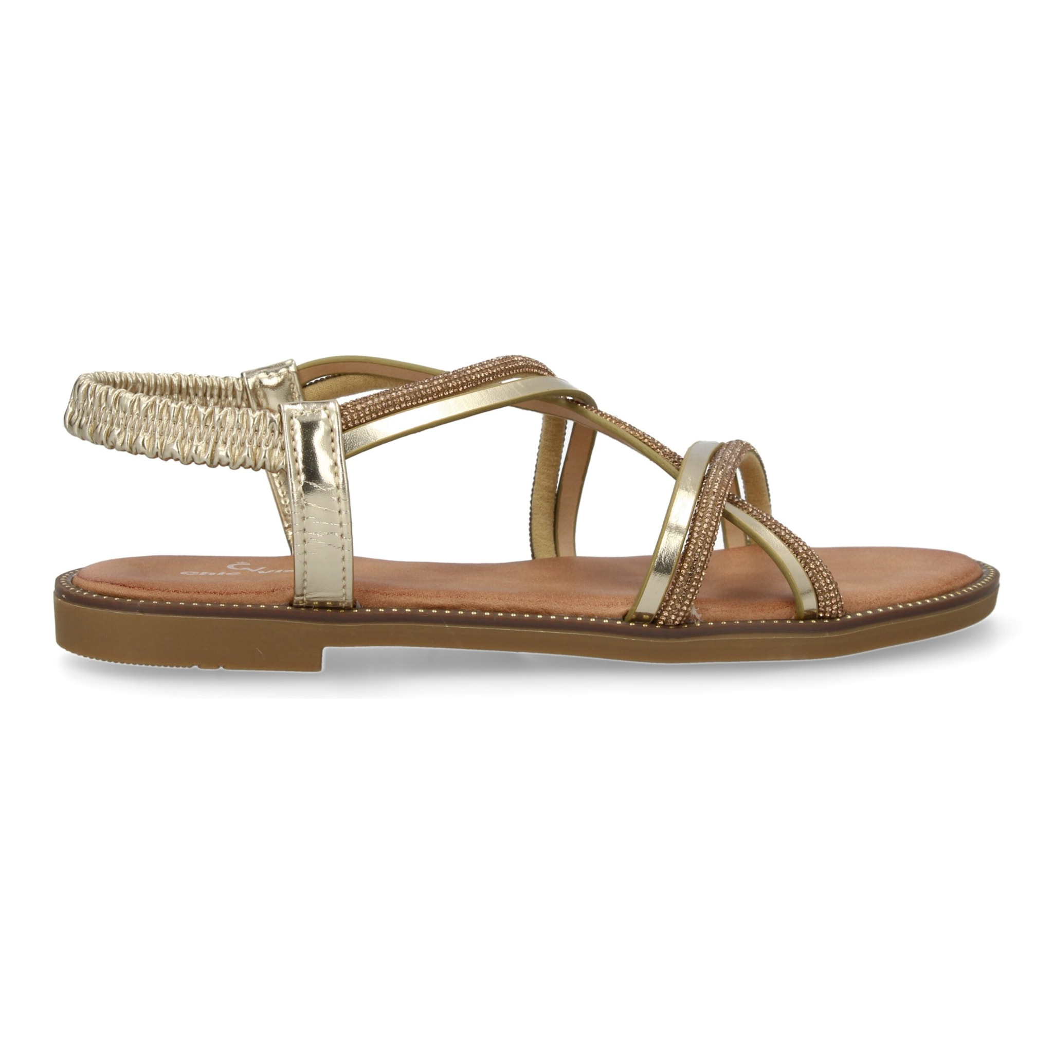 Sandalias planas para mujer, comodas elegantes con brillantes, diseño moderno