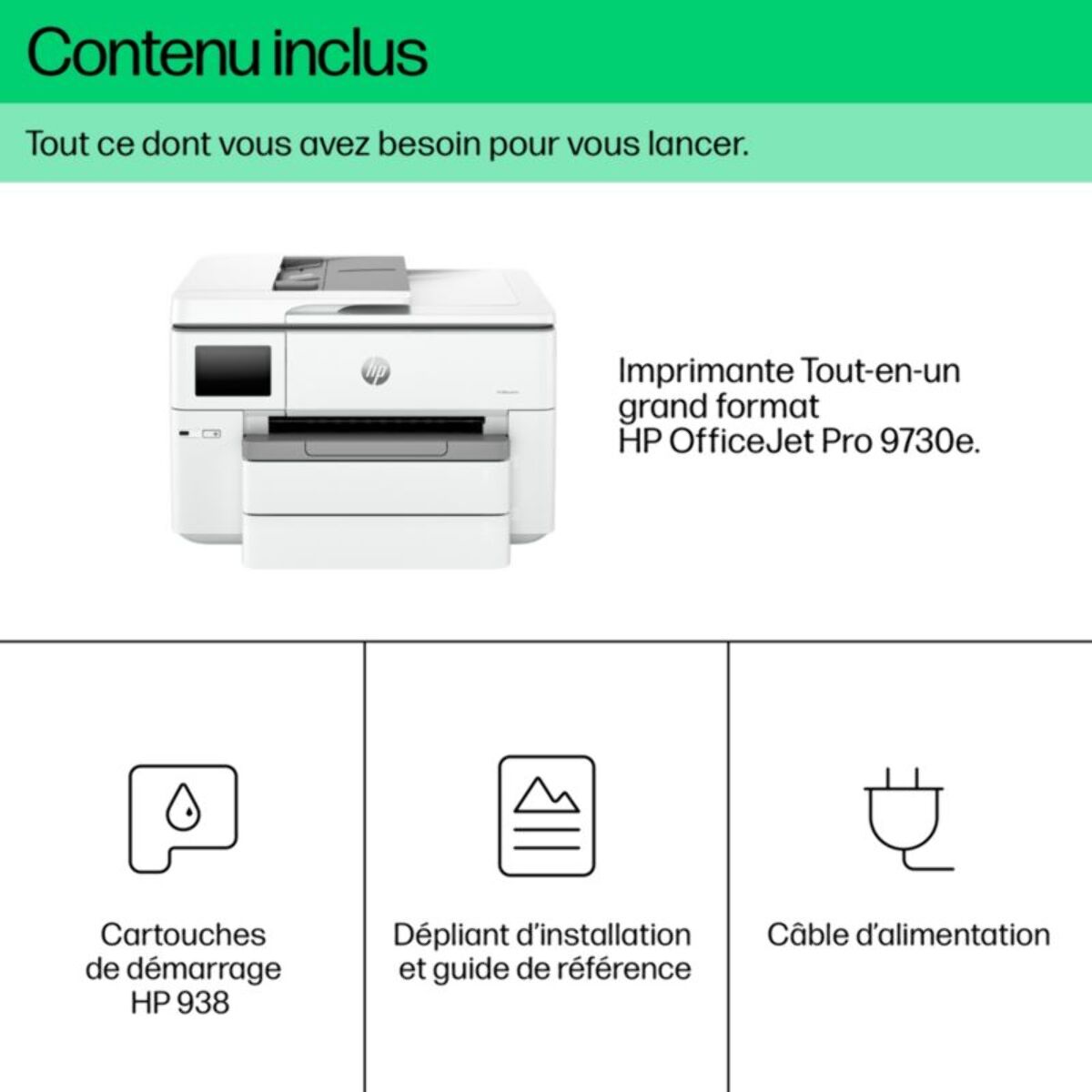 Imprimante jet d'encre HP OfficeJet Pro 9730e éligible Instant Ink