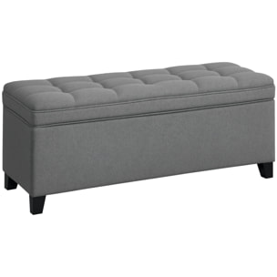 Puff Almacenaje Banco Almacenaje 112L Tapizado en Lino con 2 Bisagras de Seguridad Tapa Abatible y Asiento con Capitoné para Dormitorio Salón Entrada Carga 120 kg 120x40x48 cm Gris Oscuro
