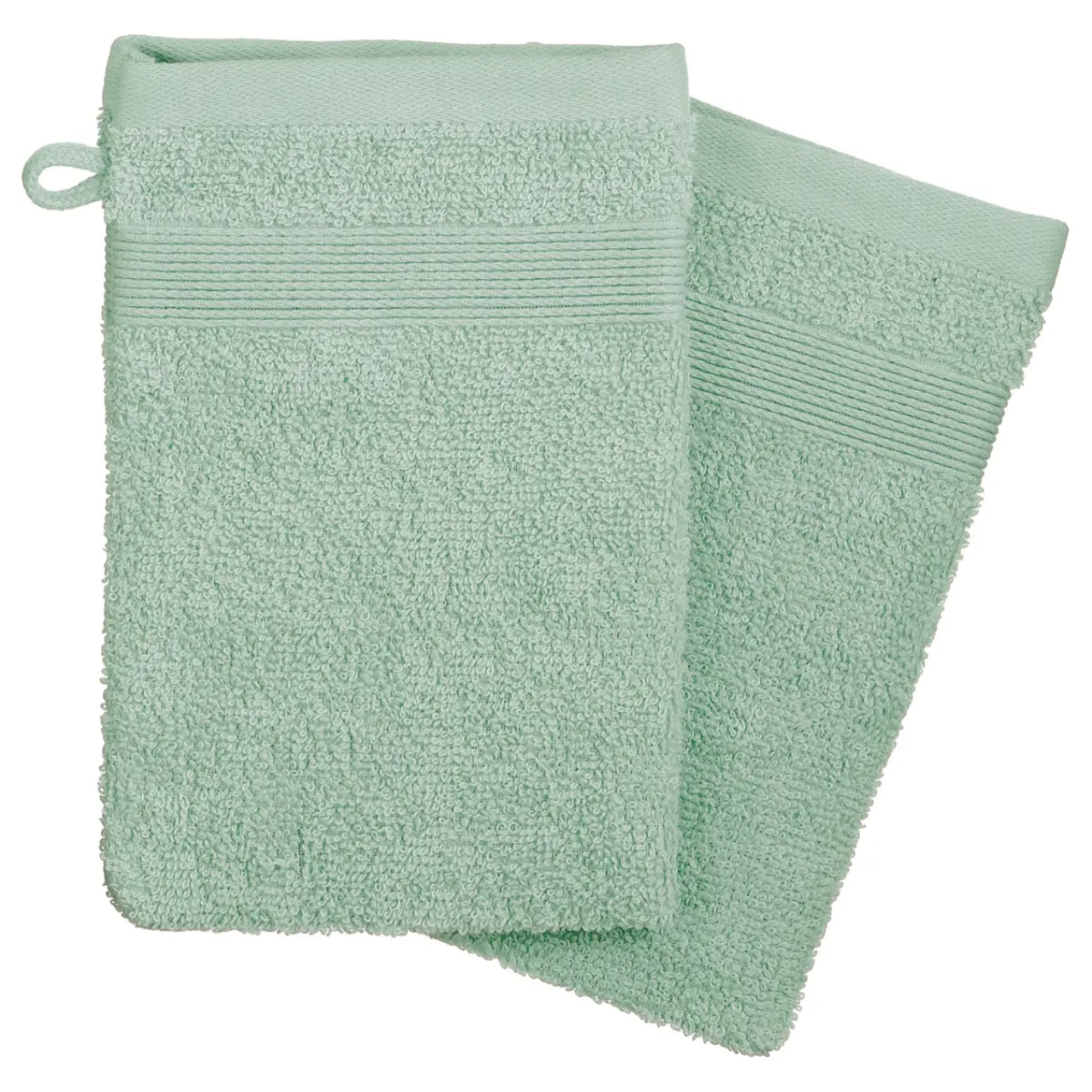 Lot de 2 gants de toilette - coton 450 gr/m² - vert céladon 15x21 cm
