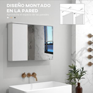 Armario de Baño con Espejo Armario con Espejo para Baño con Estante Ajustable Mueble para Baño Estilo Moderno 65x15x49 cm Blanco