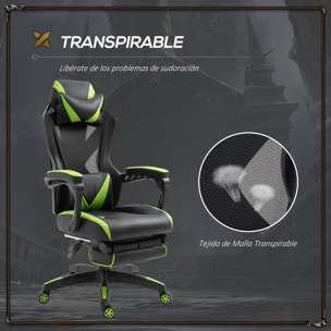 Silla Gaming para Oficina Respaldo Regulable Negro y Verde