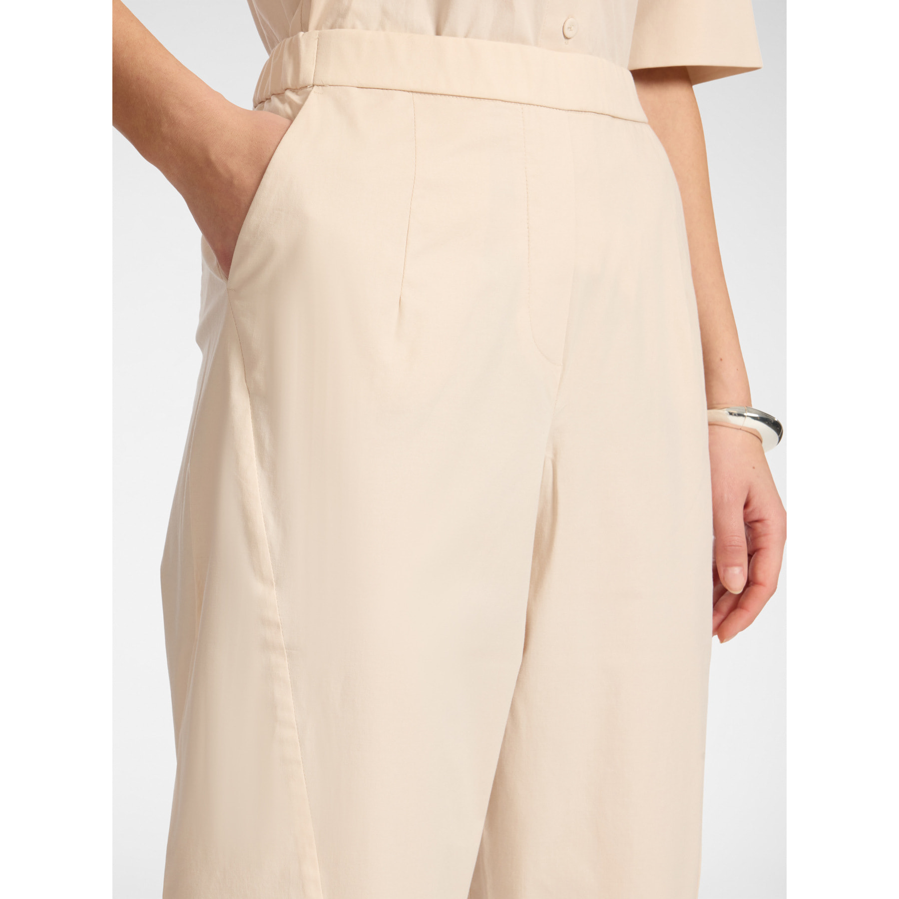 Elena Mirò - Pantaloni balloon in cotone stretch - Beige