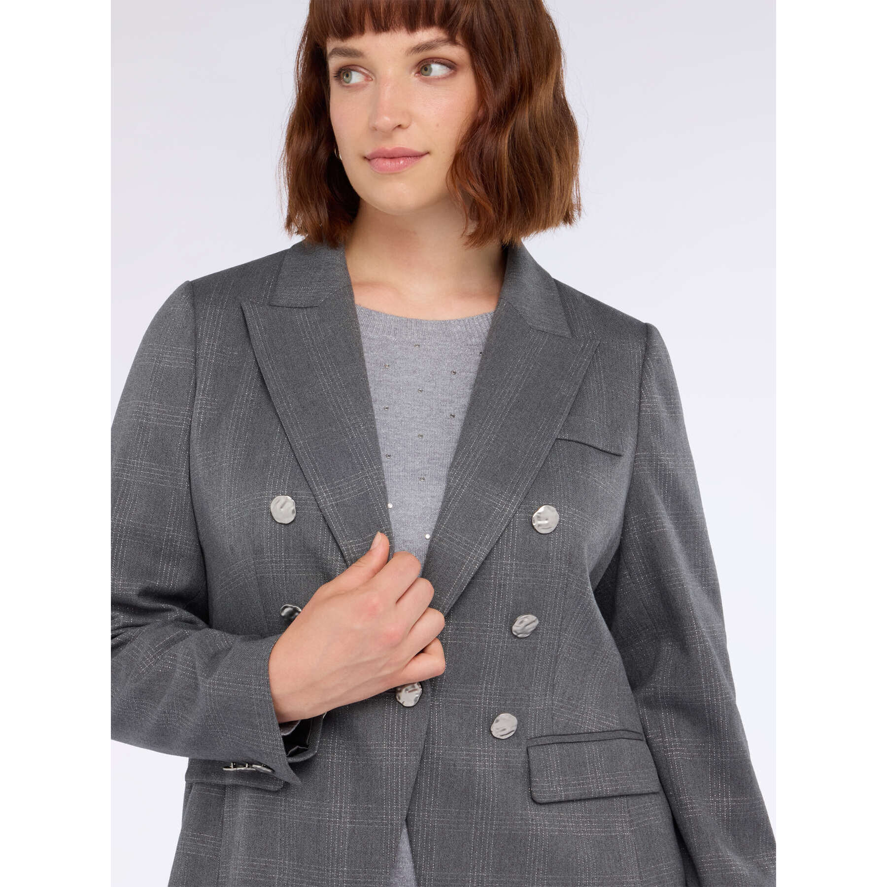 Fiorella Rubino - Blazer Príncipe de Gales efecto cruzado - Gris
