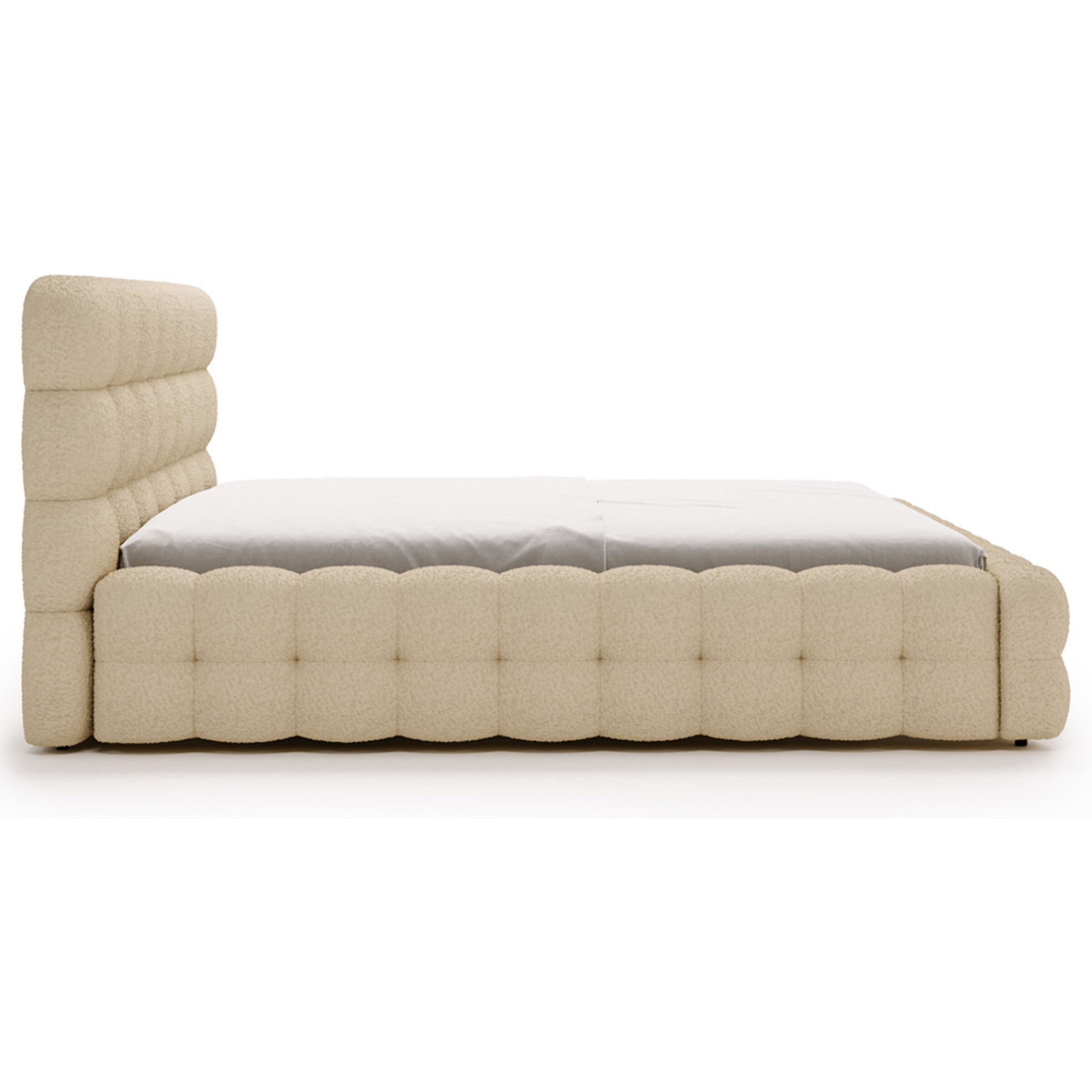 Darling - lit coffre - 140x200 cm - sommier inclus - en tissu bouclette - Beige