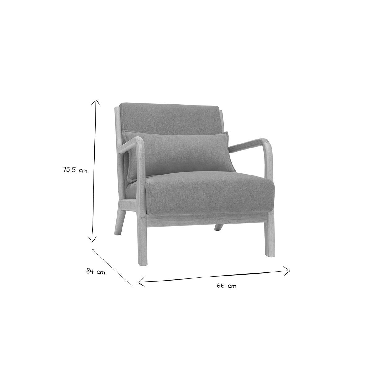 Fauteuil scandinave en tissu effet velours jaune moutarde et bois clair massif DERRY