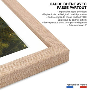 Affiche Ilôt et lac en automne Affiche + cadre en bois - Chêne