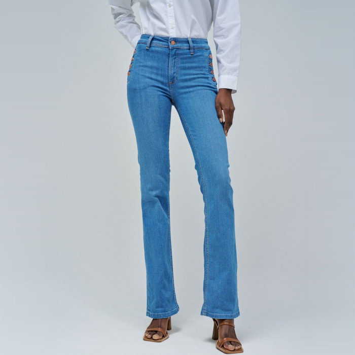 Jeans Destiny Push up - corte bootcut - algodón - azul denim claro