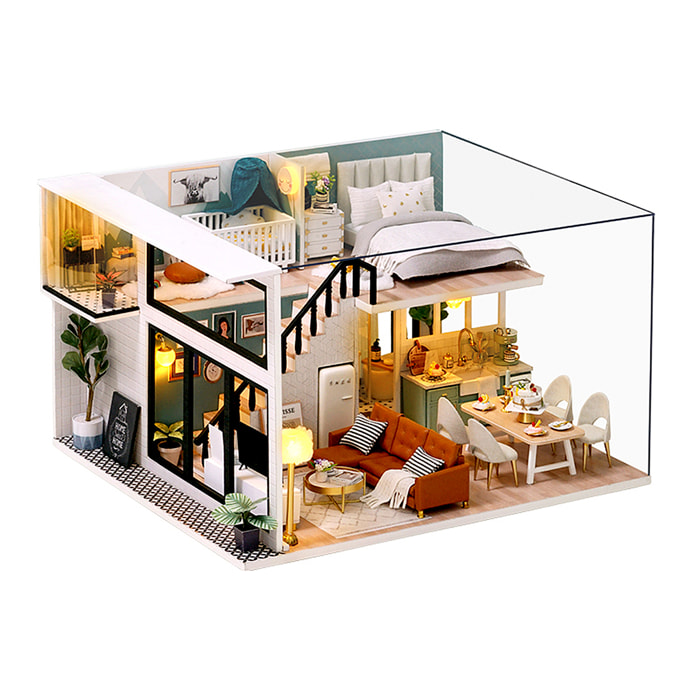 Dúplex Confortable. Maqueta 3D realista con gran detalle, cubierta antipolvo y luces led.