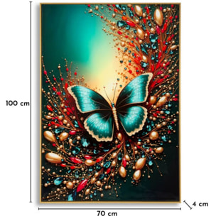 STAMPA DECORATA SU TELA LACCATA C/CORNICE BUTTERLY -B- CM 70X4X100