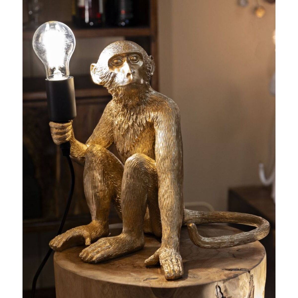 LAMPADA DA TAVOLO MONKEY SEDUTA ORO CM 33X33X32