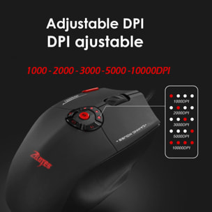 Mouse da gioco C-16, fino a 10.000 DPI, 1000 Hz, 12 pulsanti programmabili, peso regolabile. Illuminazione RGB.