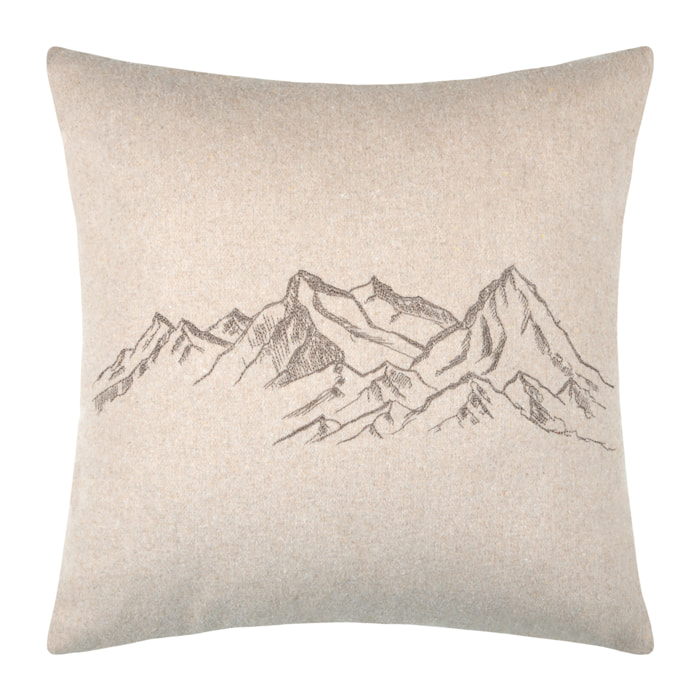 Coussin décoratif à motif montagnes brodé - Naturel