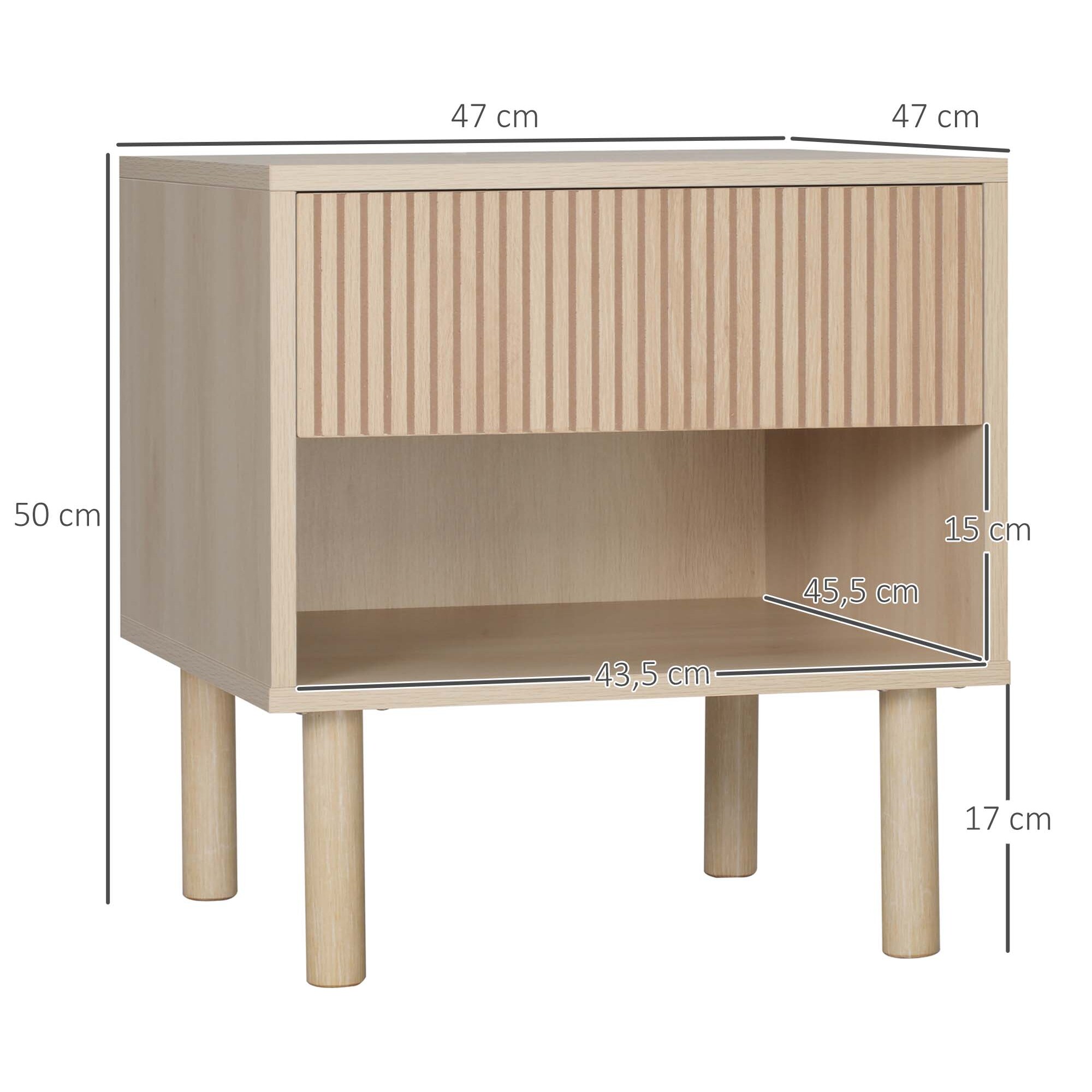Lot de 2 chevets design Urban Craft tiroir niche effet bois clair naturel