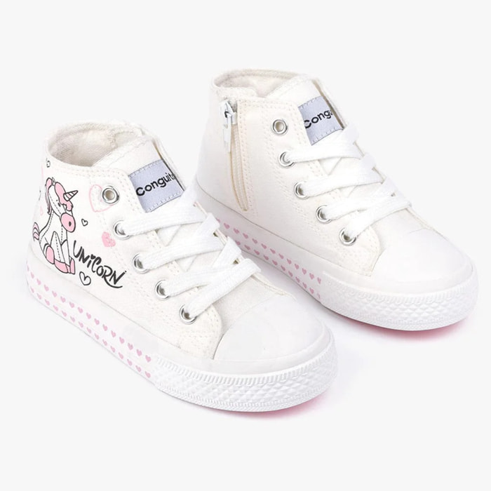 Zapatillas Altas De Niña Estampado Unicornio