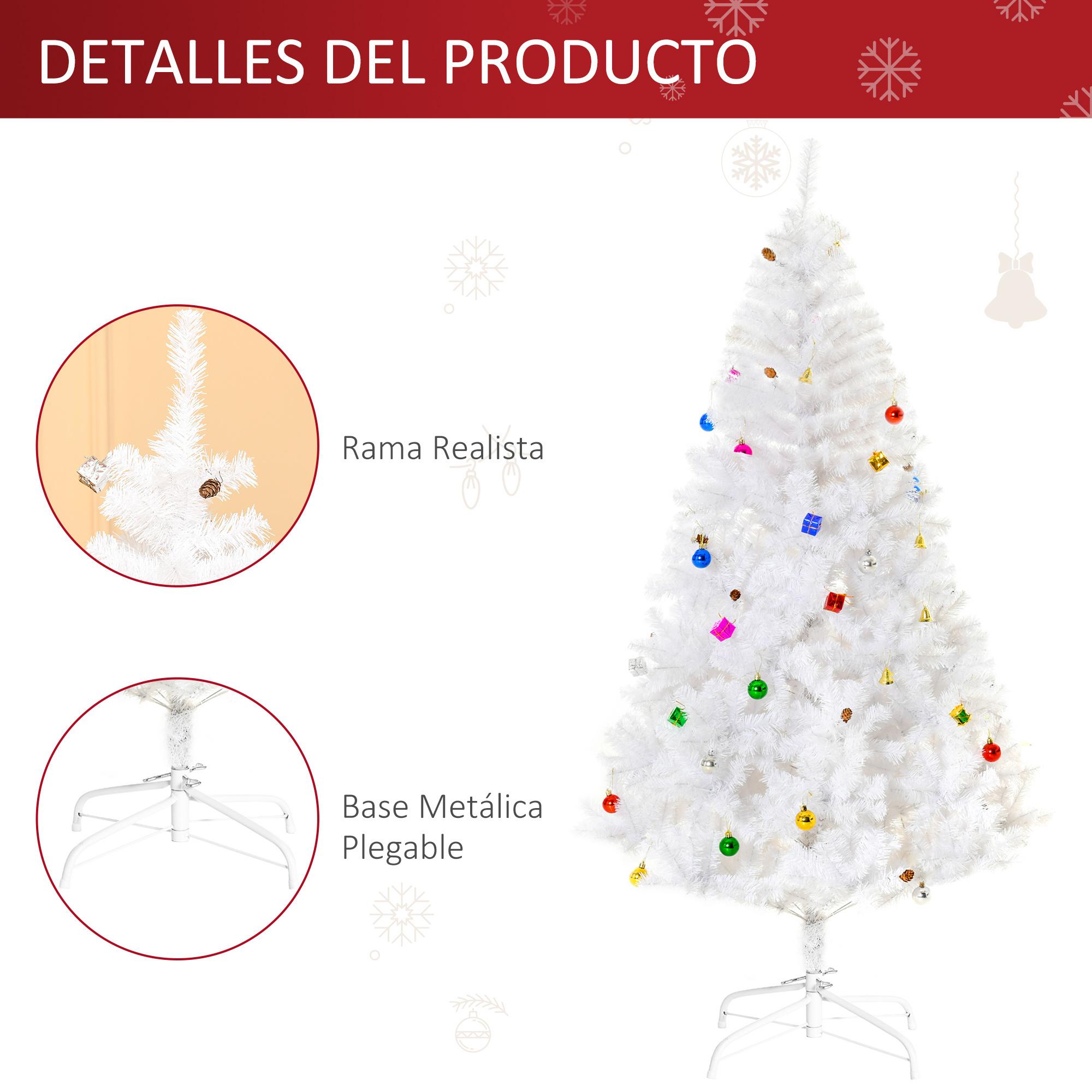 Árbol de Navidad Decoraciones Artificiales Incluidas 150/180 cm Verde y Blanco