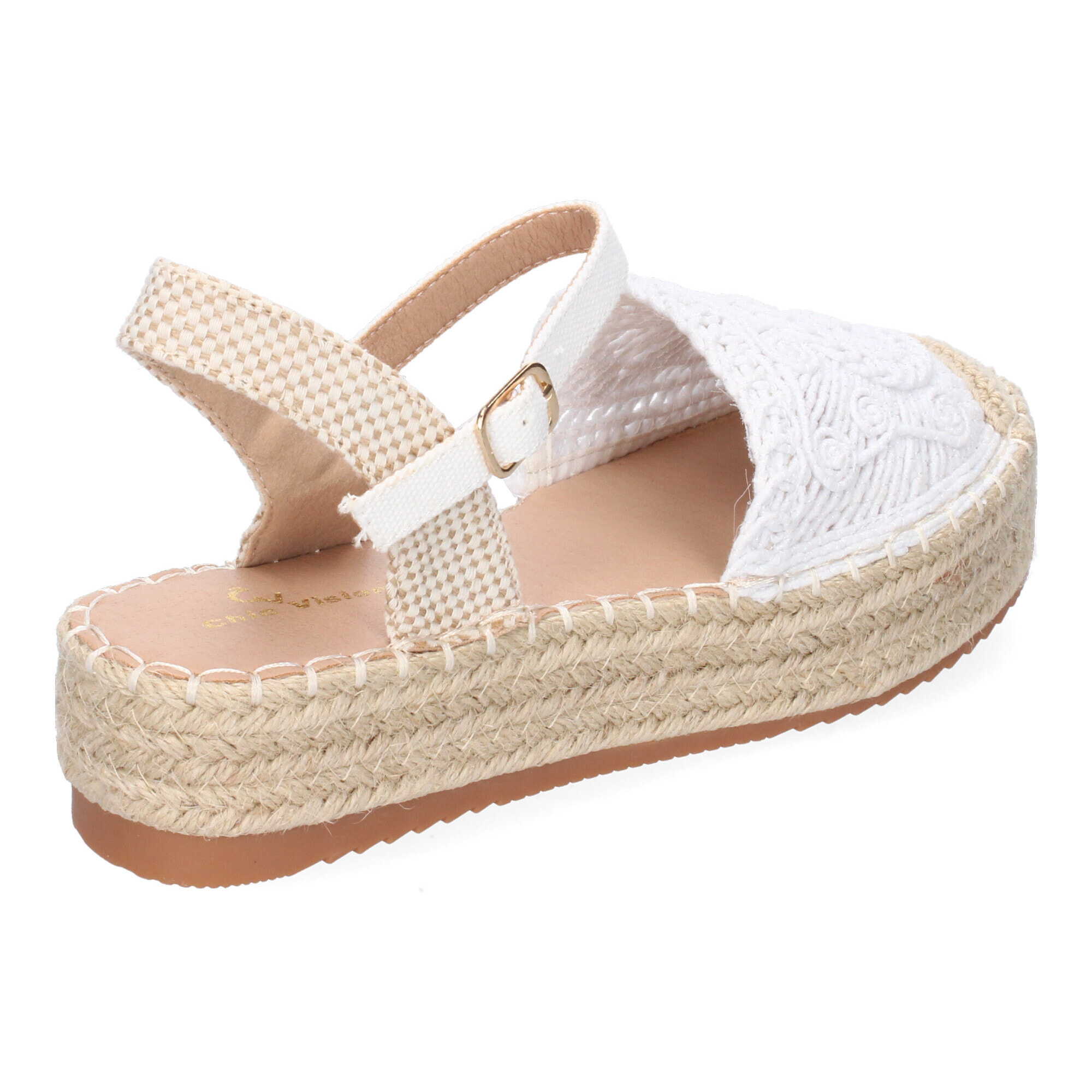 Sandalia de Plataforma para Mujer, Comoda, Forrada de Yute, Pala Cerrada y Entrelazada