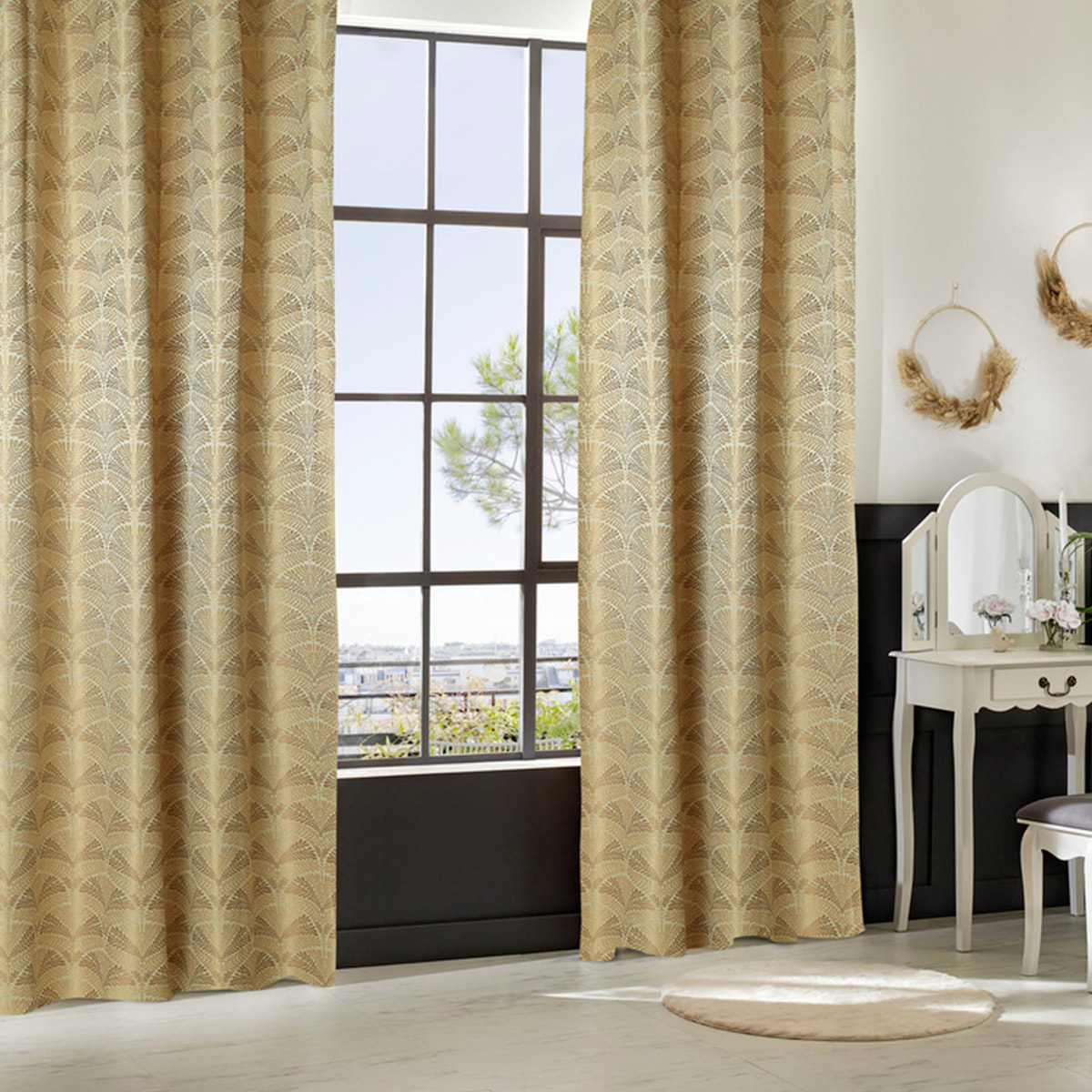 Rideau "Mizani" jacquard ocre 135x260cm